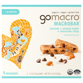GoMacro Organic Coconut Almond Butter Choc Chip 11g Protein MacroBars 4 ct