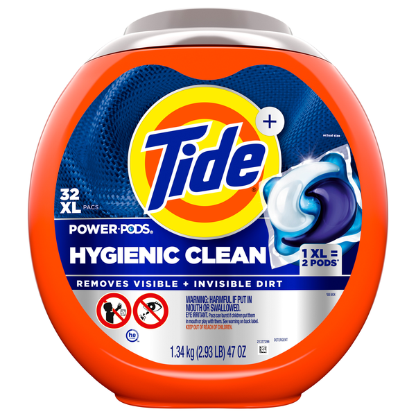 Tide + Hygienic Heavy 10x Duty Power Pods Laundry Detergent Pacs - 32 ct