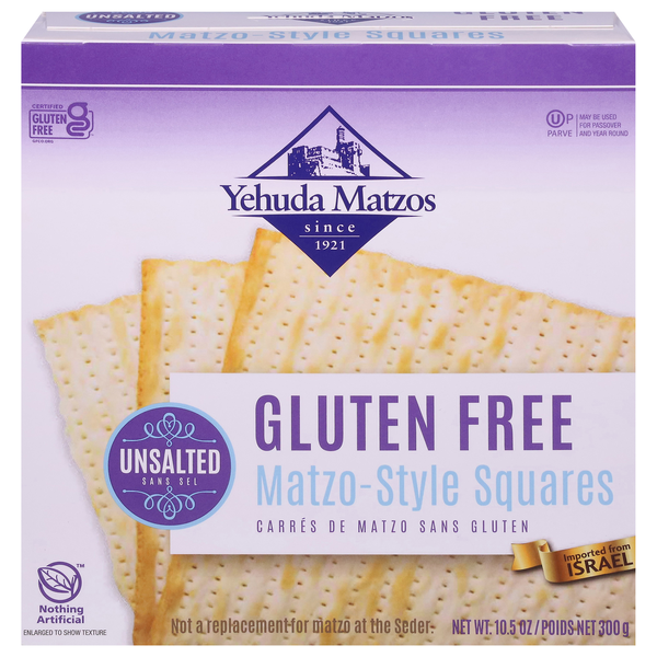 Yehuda Gluten Free Unsalted Matzo-Style Squares Kosher For Passover