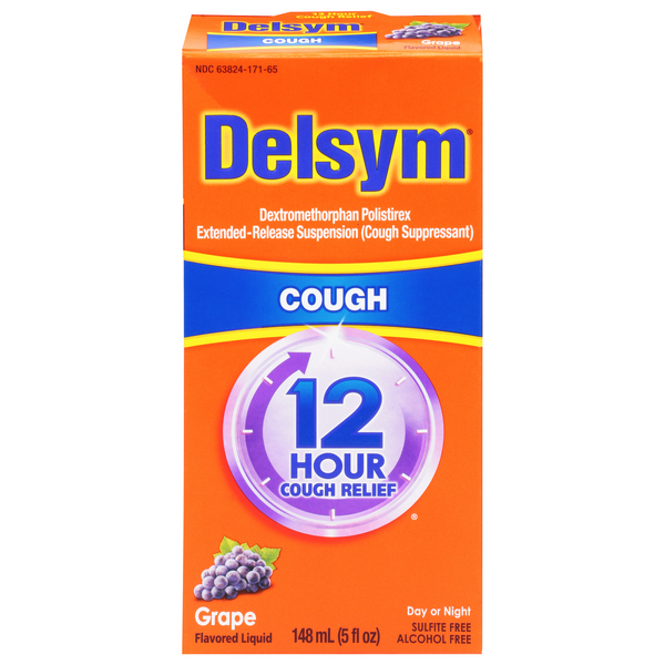 Delsym Cough Suppressant 12 Hour Relief Extended Release Grape Liquid