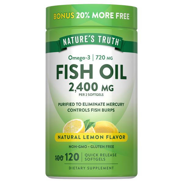 Nature's Truth Natural Lemon Flavor Fish Oil 2400 mg Softgels