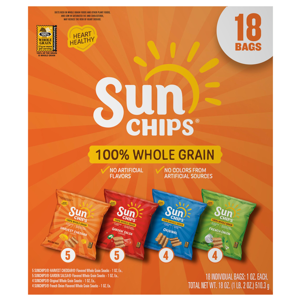 Sun Chips Whole Grain Snacks Variety Pack - 18 ct