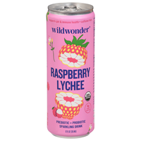 Wildwonder Raspberry Lychee Prebiotic + Probiotic Sparkling Drink