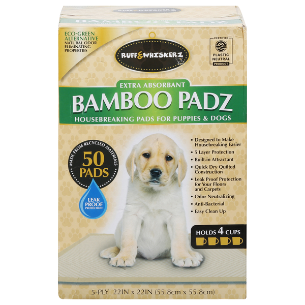 Ruff & Whiskerz Extra Absorbant Bamboo Padz Housebreaking Pads for Puppies