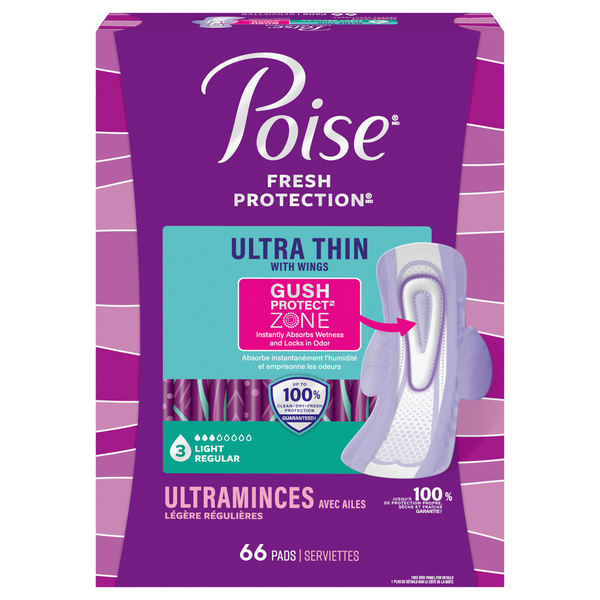 Poise Incontinence Pads Ultra Thin Light Regular Length