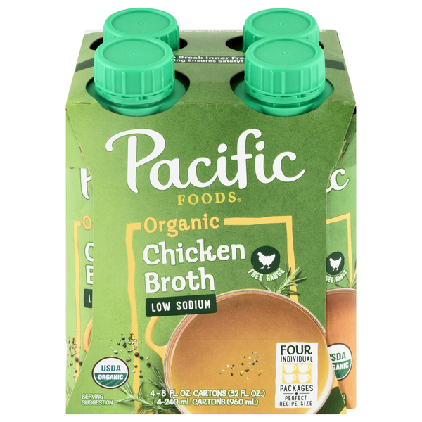 Pacific Foods Organic Low Sodium Chicken Broth - 4 ct