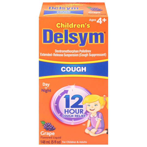 Delsym Children's Cough Suppressant Extended Release Grape Liquid