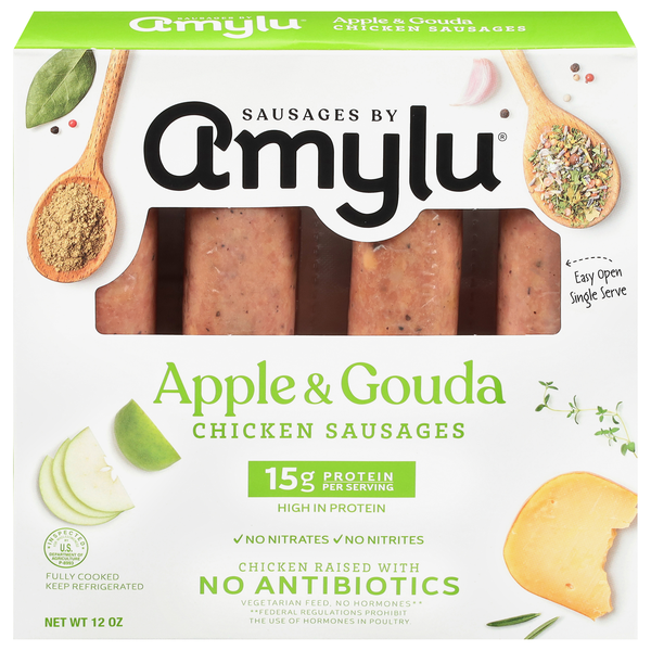Amylu Apple & Gouda Chicken Sausages - 4 ct