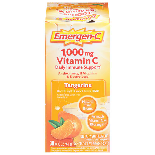 Emergen-C Tangerine Fizzy Drink Mix Dietary Supplement 1000mg Vitamin C