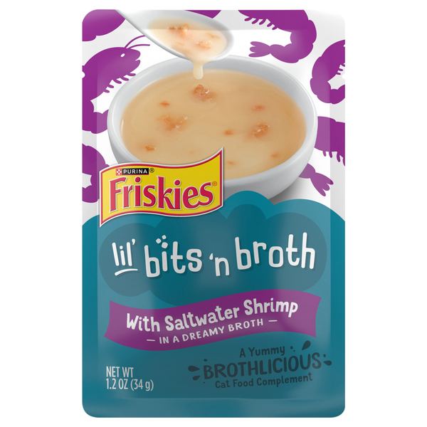 Friskies Lil' Bits 'n Broth with Saltwater Shrimp Cat Food Compliment