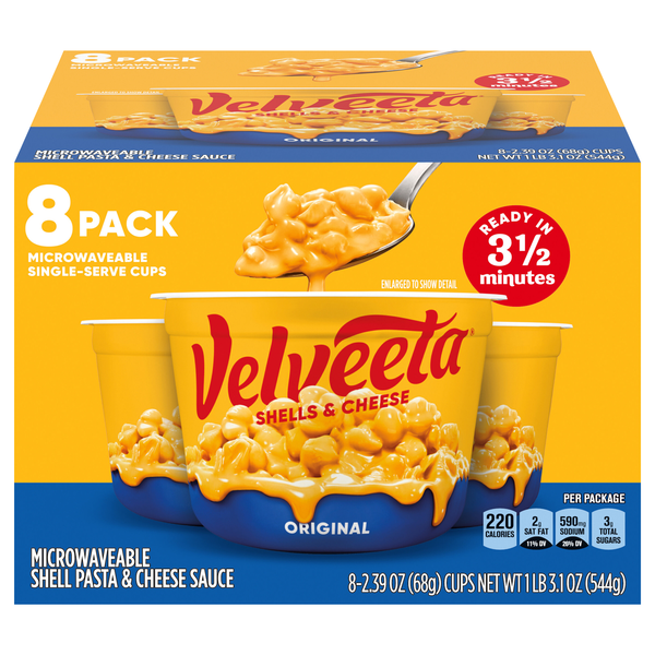 Velveeta Original Shells & Cheese Pasta Microwaveable Cup - 8 ct