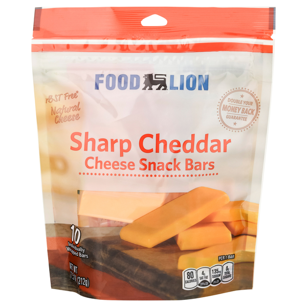 Food Lion Natural Sharp Cheddar Cheese Snack Bars - 10 ct