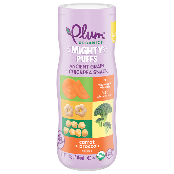 Plum Organics Mighty Puffs Carrot + Broccoli Grain & Chickpea Snack