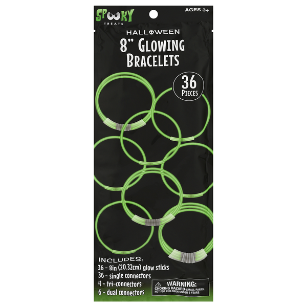 Spooky Treats Halloween Glowing Bracelets 8 Inch Green