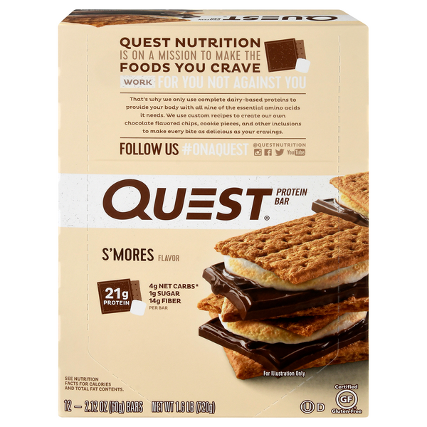 Quest Keto Friendly S'mores 21g Protein Bars - 12 ct