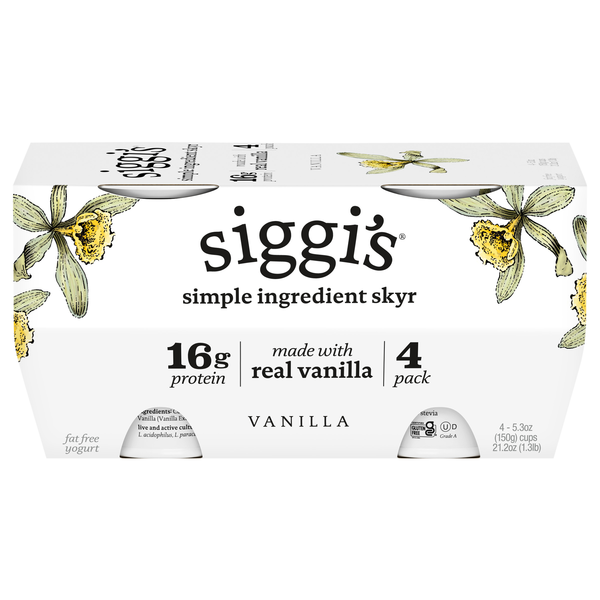 Siggi's Non Fat Vanilla Skyr Yogurt Cup - 4 ct
