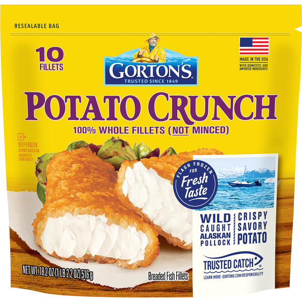 Gorton's Potato Crunch Breaded Fish Fillets - 10 ct Frozen