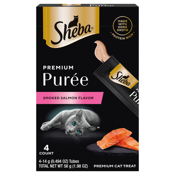 SHEBA Premium Puree Smoked Salmon Flavor Cat Treat - 4 ct