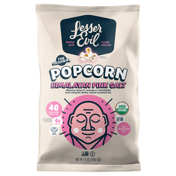 LesserEvil Organic Gluten Free Himalayan Pink Popcorn