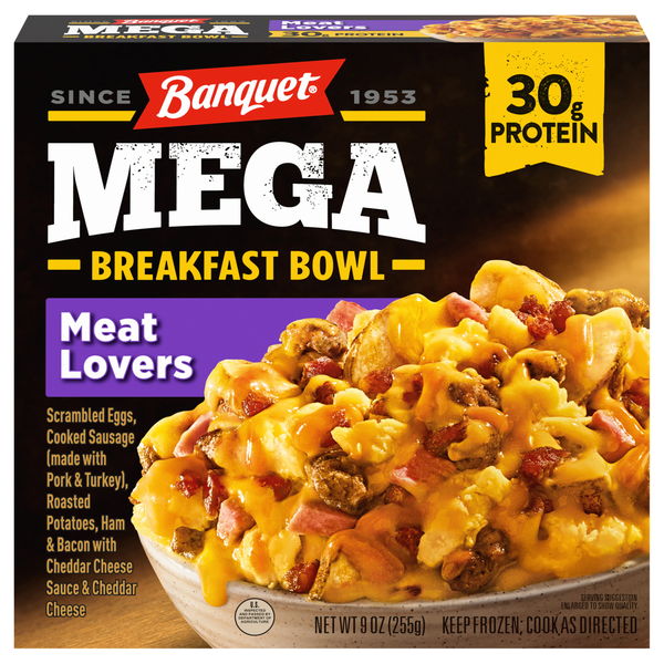 Banquet MEGA Breakfast Bowl Meat Lovers Frozen Meal