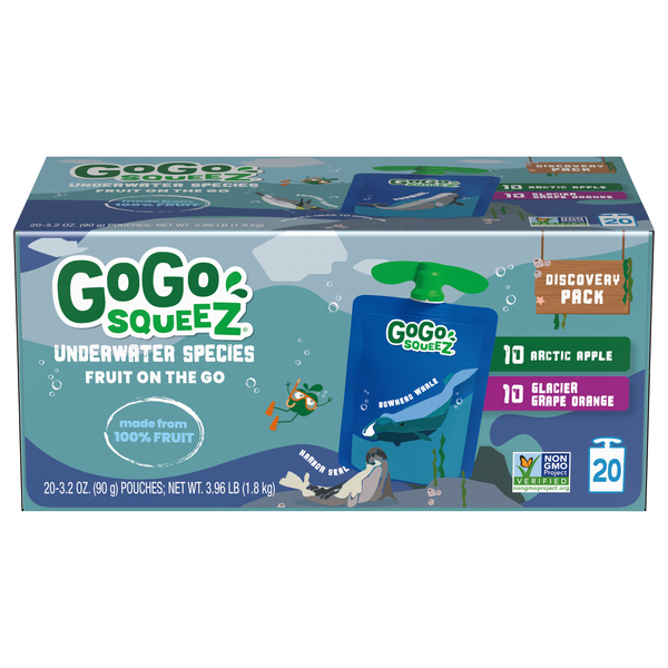 GoGo squeeZ Underwater Species Variety Applesauce Pouches - 20 ct
