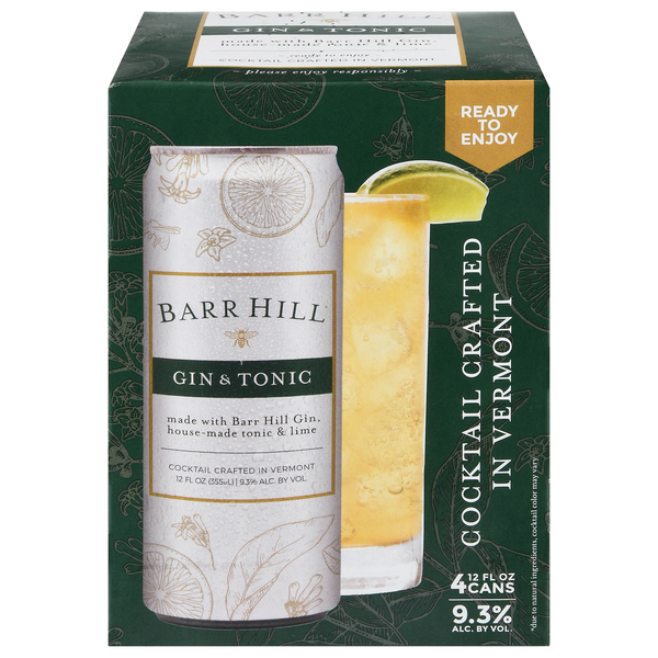 Barr Hill Gin & Tonic Cocktail - 4 pk