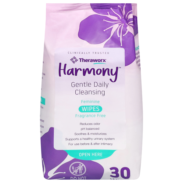 Theraworx Harmony Gentle Daily Cleansing Fragrance Free Feminine Wipes
