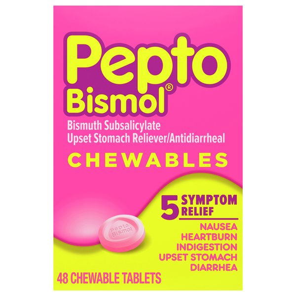 Pepto Bismol Upset Stomach Reliever/Antidiarrheal Chewable Tablets