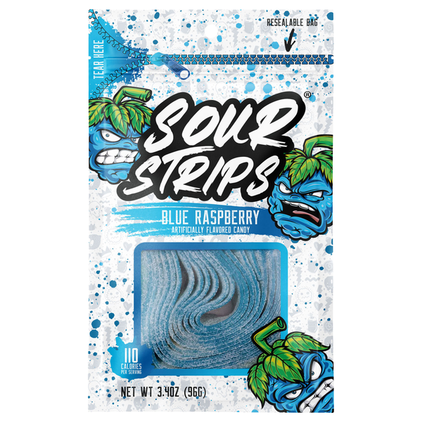 Sour Strips Blue Raspberry Flavored Candy