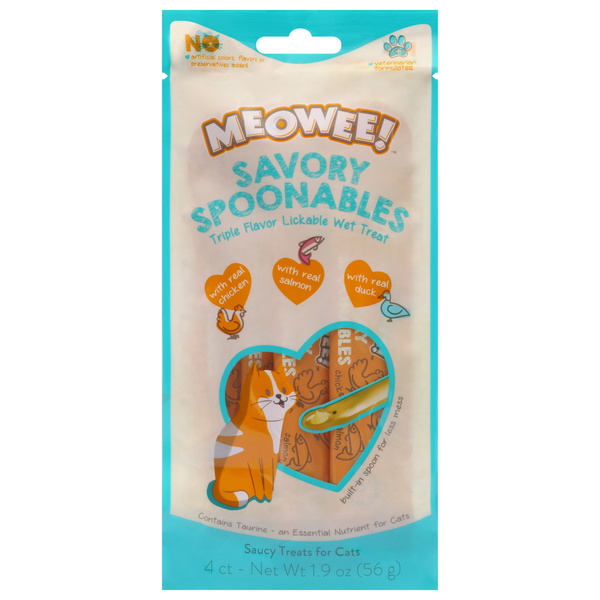 Meowee! Savory Spoonables Triple Flavor Lickable Cat Treats - 4 ct