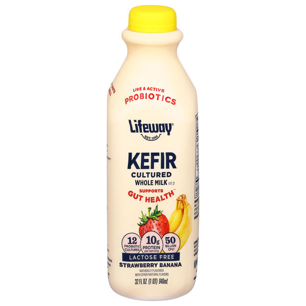 Lifeway Lactose Free Strawberry Banana Cultured Whole Milk Kefir