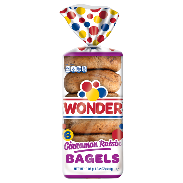 Wonder Cinnamon Raisin Pre-Sliced Bagels - 6 ct