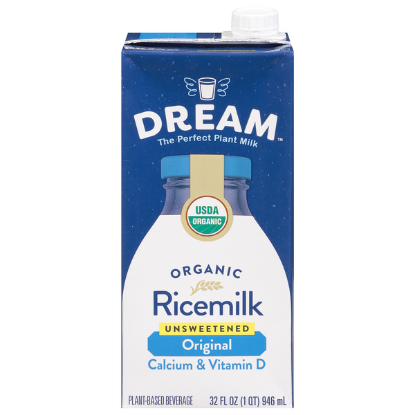 DREAM Organic Unsweetened Original Ricemilk Beverage w/Calcium & Vitamin D