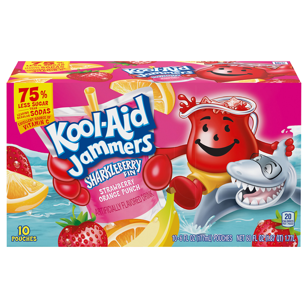 Kool-Aid Jammers Sharkleberry Fin Strawberry Orange Juice Drink - 10 pk
