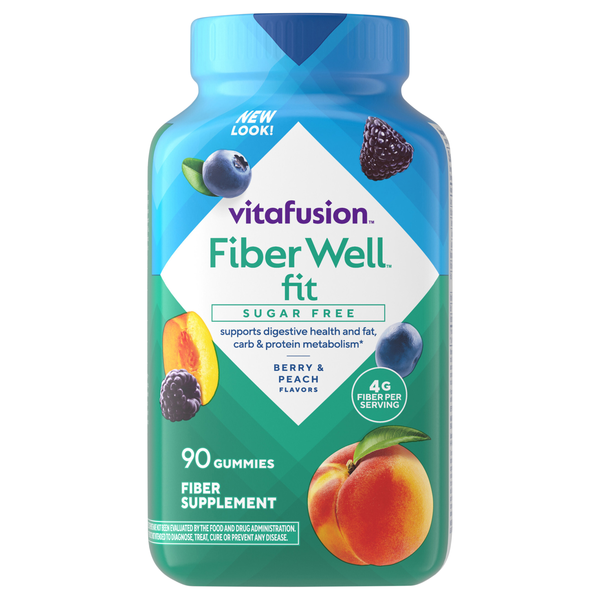 vitafusion Fiber Well Fit Sugar Free Berry & Peach Flavor Gummies