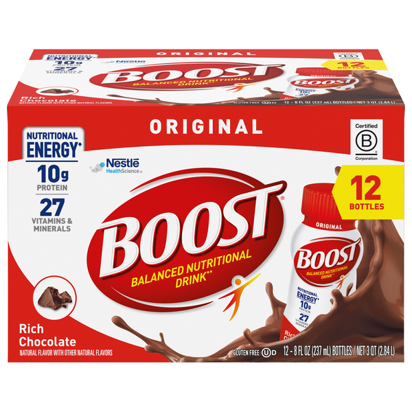 BOOST Original Rich Chocolate 10g Protein Nutritional Drink - 12 pk