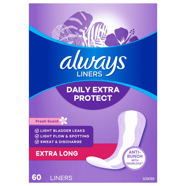 Always 3-In-1 Extra Protection Scented Extra Long Liners