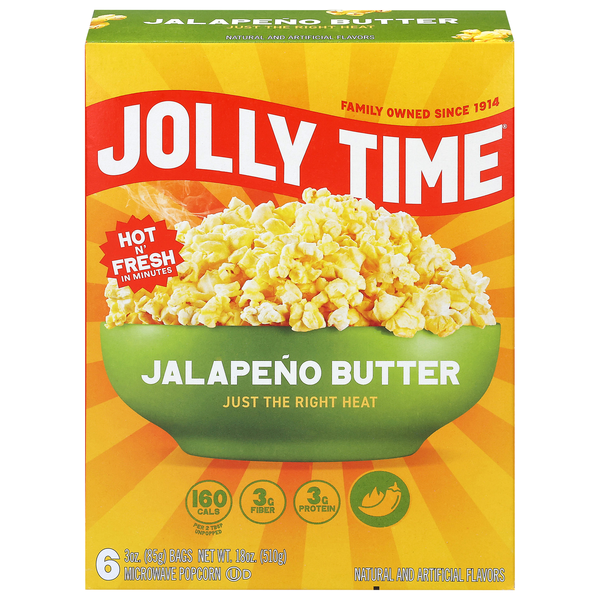 Jolly Time Jalapeno Butter Microwave Popcorn - 6 ct