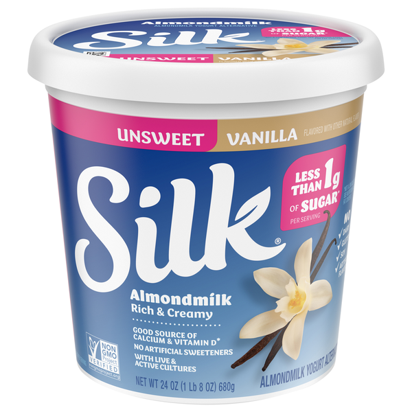 Silk Dairy Free Vegan Unsweet Vanilla Almondmilk Yogurt Alternative