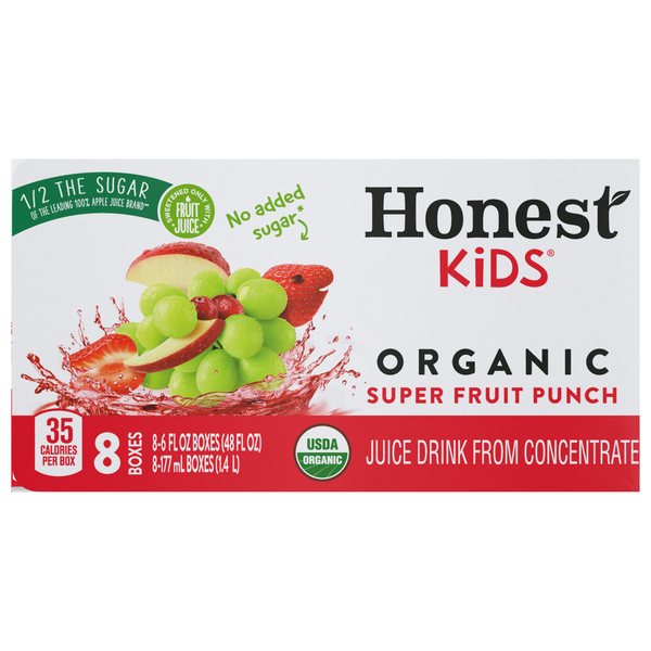 Honest Kids Organic Super Fruit Punch Juice Drink Boxes - 8 pk