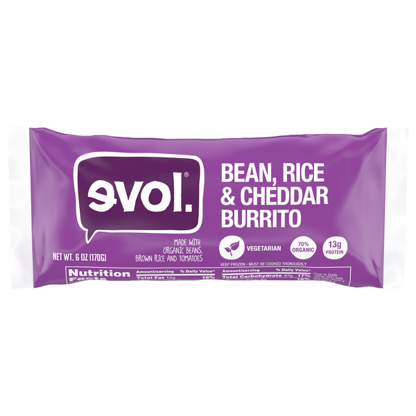 Save on Evol Burrito Pinto Bean Rice & Cheddar Frozen Order Online