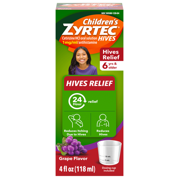 Zyrtec Children's Hives Relief Cetirizine HCL Grape Oral Solution