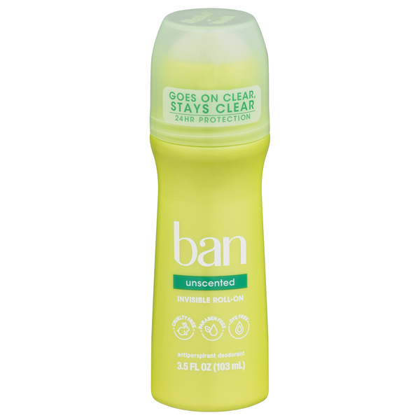 Ban Unscented Antiperspirant Deodorant Invisible Roll-On