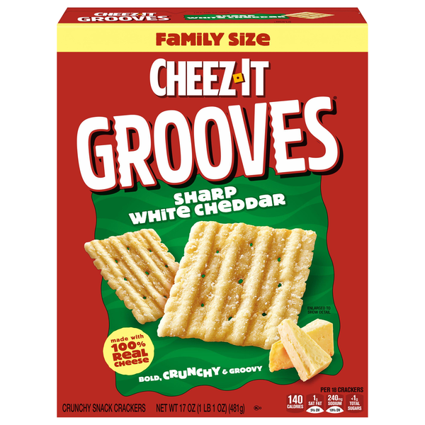 Cheez-It Grooves Sharp White Cheddar Crunchy Cheese Crackers Family Size