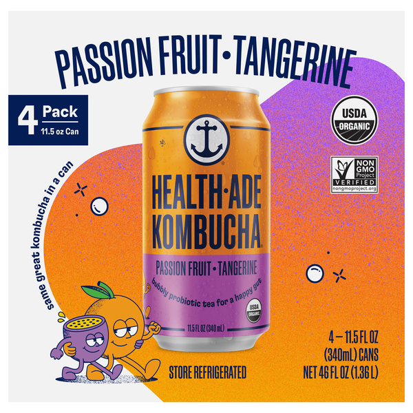 Health-Ade Passion Fruit & Tangerine Kombucha - 4 pk