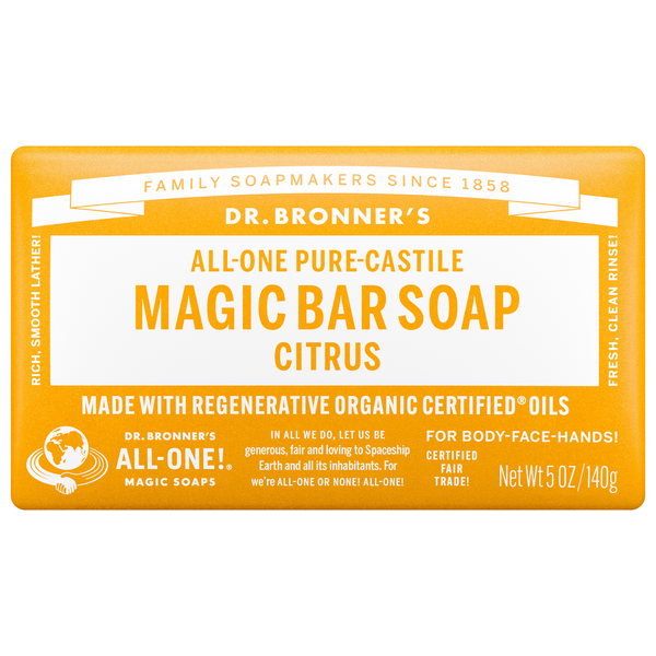 Dr. Bronner's Organic All-One Hemp Citrus Pure Castile Soap Bar
