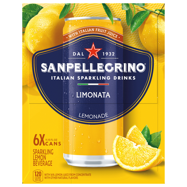 San Pellegrino Limonata Sparkling Lemon Beverage All Natural - 6 pk