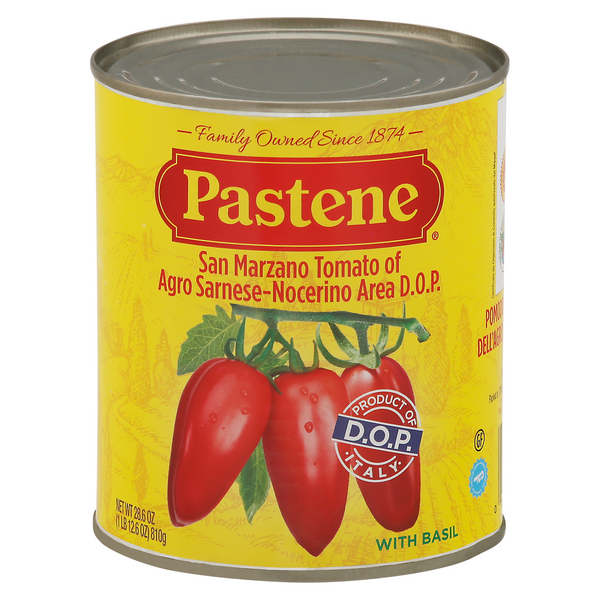 Pastene San Marzano Whole Peeled Tomatoes with Basil Leaf