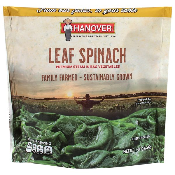 Hanover The Gold Line Steam In Bag Leaf Spinach Frozen