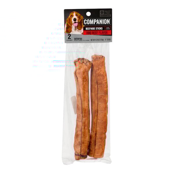Companion Beefhide Sticks BBQ Beef Dog Chews 8 Inch - 2 ct